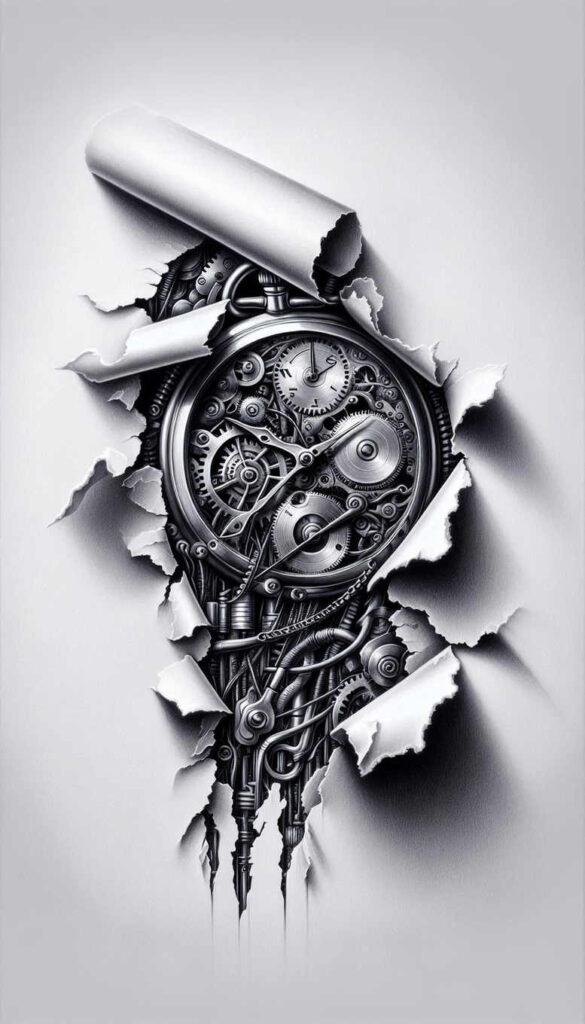 organism-machine-tattoo – tattoo design ideas free ai generated – neotraditional-layered-color – for-foot – Gallery: biomechanics-inkby-ai
