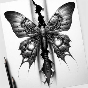 organism-machine-tattoo – tattoo design ideas free ai generated – neotraditional-subtle-tone – for-shin – Gallery: biomechanics-inkby-ai