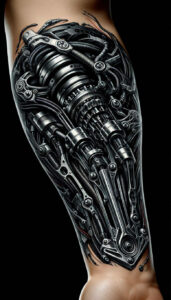 organism-machine-tattoo – tattoo design ideas free ai generated – realism-clean-lines – for-scapula – Gallery: biomechanics-inkby-ai
