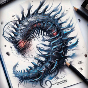 organism-machine-tattoo – tattoo design ideas free ai generated – surrealism-blurred-boundaries – for-collarbone – Gallery: biomechanics-inkby-ai