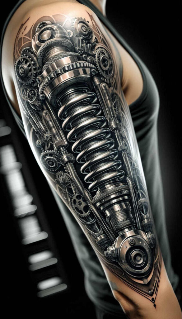 organism-machine-tattoo – tattoo design ideas free ai generated – surrealism-metamorphosis – for-collarbone – Gallery: biomechanics-inkby-ai