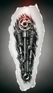 precise-linework – tattoo design ideas free ai generated – realism-minimal-grain – for-thigh – Gallery: biomechanics-inkby-ai
