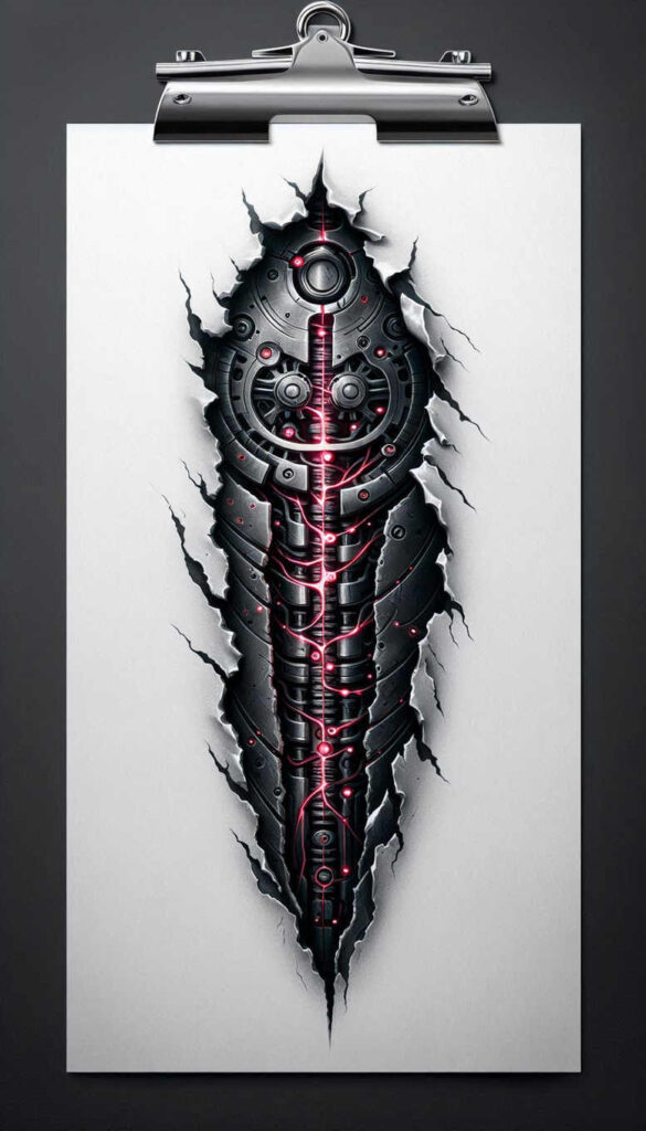 precise-texture-tattoo – tattoo design ideas free ai generated – neotraditional-bold-motifs – for-stomach – Gallery: biomechanics-inkby-ai