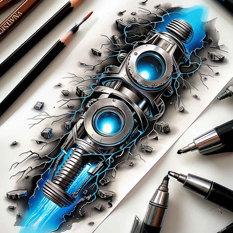 precise-texture-tattoo – tattoo design ideas free ai generated – neotraditional-layered-fill – for-stomach – Gallery: biomechanics-inkby-ai