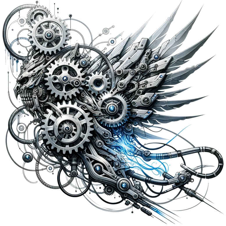 precise-texture-tattoo – tattoo design ideas free ai generated – realism-smooth-gradients – for-calf – Gallery: biomechanics-inkby-ai