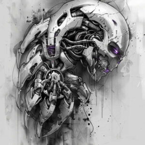precise-texture-tattoo – tattoo design ideas free ai generated – surrealism-enigmatic-aura – for-neck – Gallery: biomechanics-inkby-ai