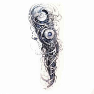 realistic-machine-tattoo – tattoo design ideas free ai generated – neotraditional-enhanced-shading – for-inner-arm – Gallery: biomechanics-inkby-ai