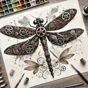 realistic-machine-tattoo – tattoo design ideas free ai generated – realism-subtle-gradients – for-temple – Gallery: biomechanics-inkby-ai