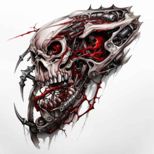 robotic-tattoo – tattoo design ideas free ai generated – realism-full-detail – for-collarbone – Gallery: biomechanics-inkby-ai