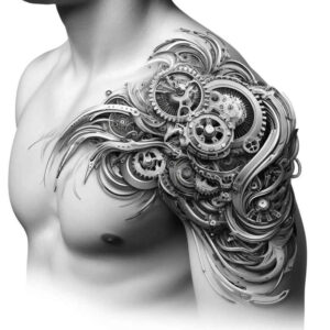 robotic-tattoo – tattoo design ideas free ai generated – realism-optical-depth – for-palm – Gallery: biomechanics-inkby-ai