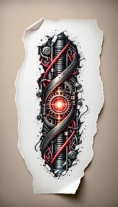 robotic-tattoo – tattoo design ideas free ai generated – realism-photorealistic-drawing – for-arm – Gallery: biomechanics-inkby-ai
