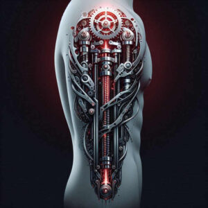 robotic-tattoo – tattoo design ideas free ai generated – surrealism-fantastical-elements – for-back – Gallery: biomechanics-inkby-ai