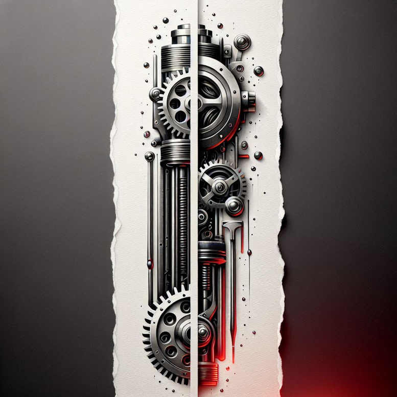 robotic-tattoo – tattoo design ideas free ai generated – surrealism-symbolic – for-sternum – Gallery: biomechanics-inkby-ai