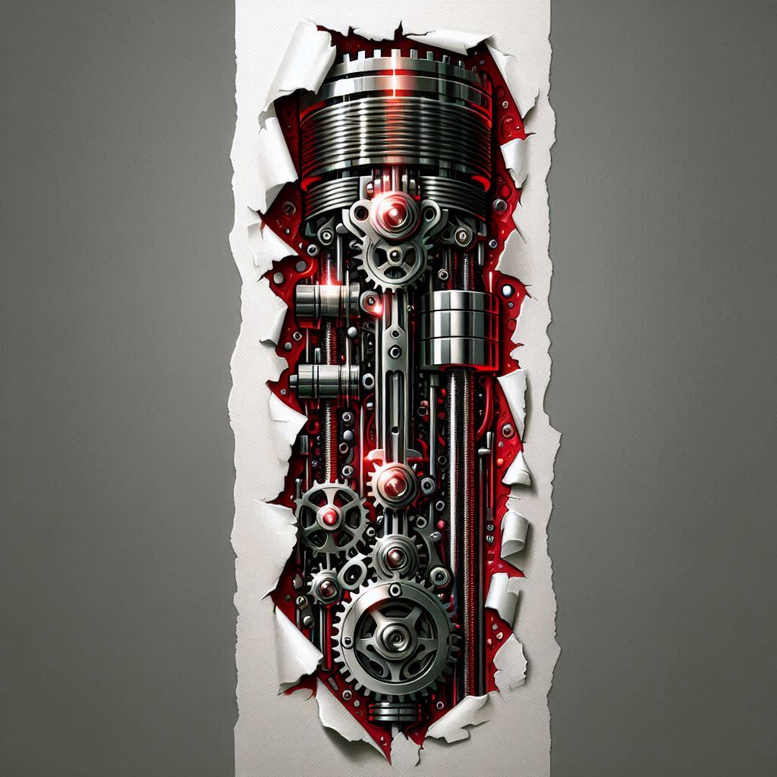 steel-tattoo – tattoo design ideas free ai generated – neotraditional-clean-fill – for-shin – Gallery: biomechanics-inkby-ai