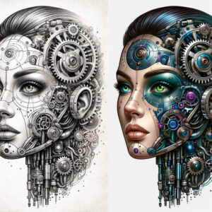 steel-tattoo – tattoo design ideas free ai generated – realism-detail-accuracy – for-full-back – Gallery: biomechanics-inkby-ai