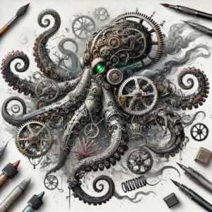steel-tattoo – tattoo design ideas free ai generated – surrealism-blurred-edges – for-collarbone – Gallery: biomechanics-inkby-ai