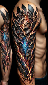 steel-vein-tattoo – tattoo design ideas free ai generated – neotraditional-artistic-shading – for-forearm – Gallery: biomechanics-inkby-ai