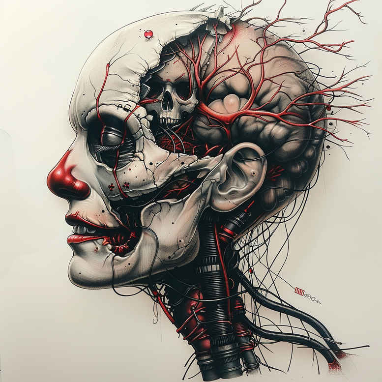 steel-vein-tattoo – tattoo design ideas free ai generated – neotraditional-layered-fill – for-calf – Gallery: biomechanics-inkby-ai