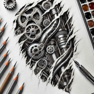 steel-vein-tattoo – tattoo design ideas free ai generated – neotraditional-refined-lines – for-collarbone – Gallery: biomechanics-inkby-ai