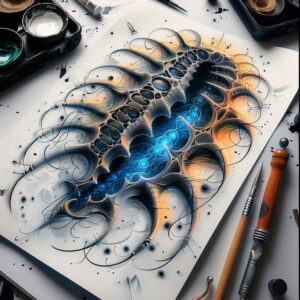 steel-vein-tattoo – tattoo design ideas free ai generated – realism-form-fidelity – for-full-back – Gallery: biomechanics-inkby-ai
