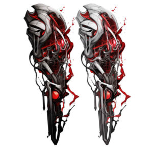 steel-vein-tattoo – tattoo design ideas free ai generated – surrealism-imaginative – for-lower-thigh – Gallery: biomechanics-inkby-ai