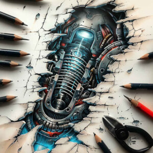 steel-vein-tattoo – tattoo design ideas free ai generated – surrealism-melted-shapes – for-ribs – Gallery: biomechanics-inkby-ai
