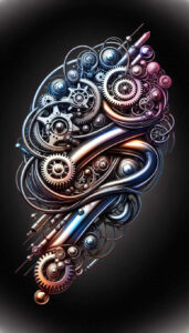 biomechanics tattoo design ideas fine-line abstract mechanics courage and power