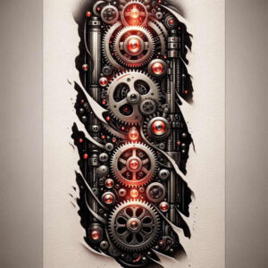 biomechanics tattoo design ideas Realism contrast play abstract mechanics embodying endurance