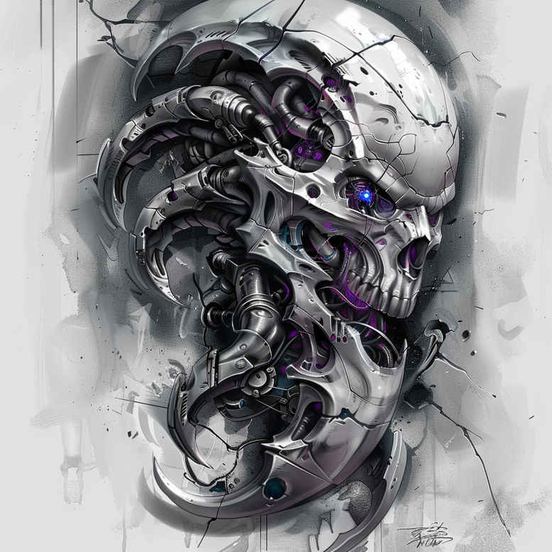 biomechanics tattoo design ideas vibrant palette abstract mechanics symbol of endurance