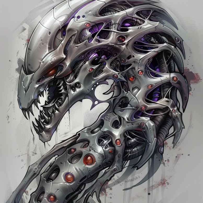 biomechanics tattoo design ideas Surrealism bizarre anatomy art for upper arm