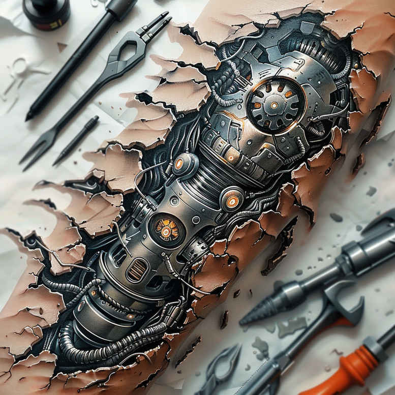 biomechanics tattoo design ideas metallic anatomy art shows determination