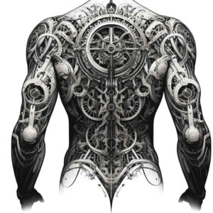 biomechanics tattoo design ideas minimalist detailed anatomy for lower thigh
