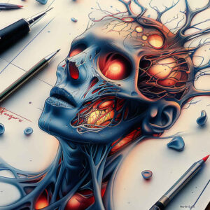 biomechanics tattoo design ideas depth perception detailed textures for back of neck