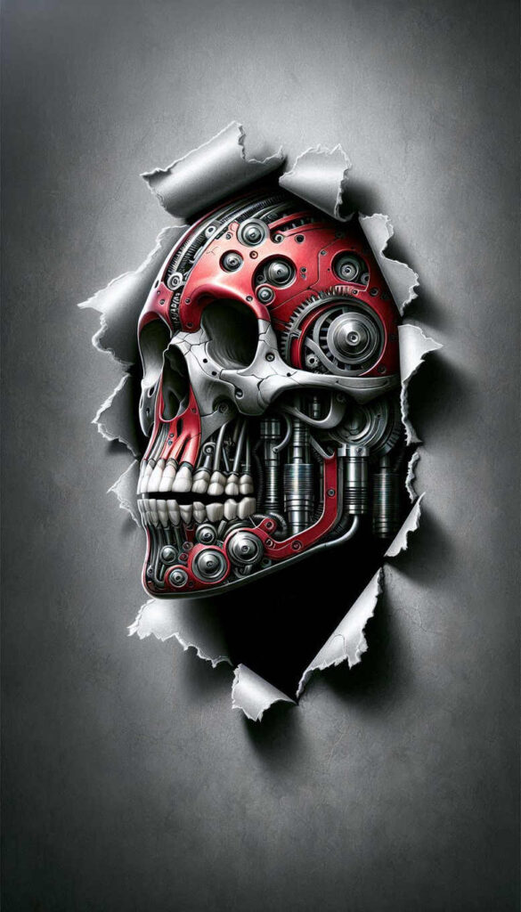 biomechanics tattoo design ideas Realism natural tones detailed textures for outer arm