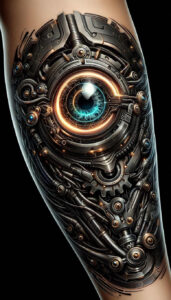 biomechanics tattoo design ideas Surrealism timeless detailed textures for sternum