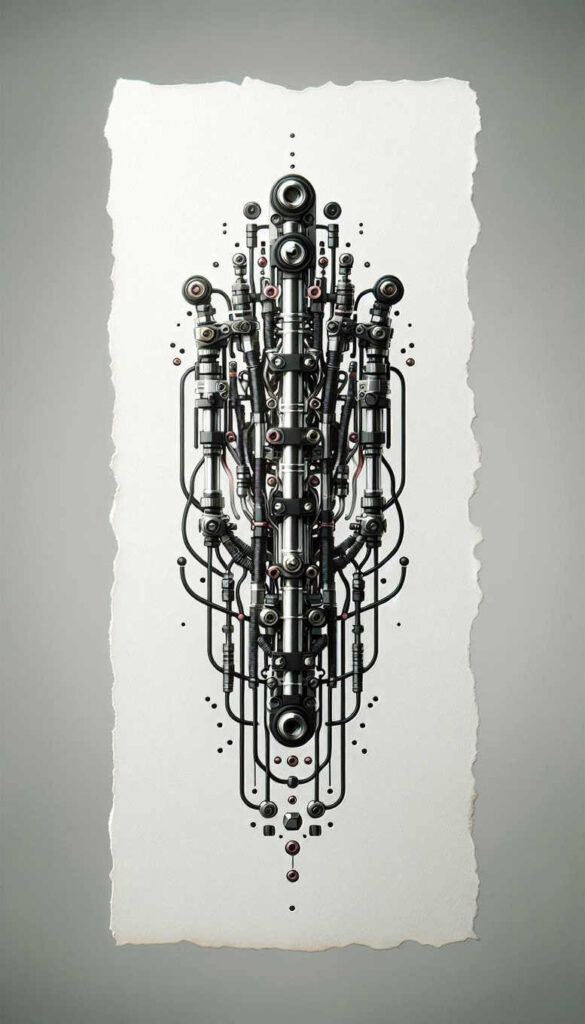 biomechanics tattoo design ideas realistic detailed textures for upper back