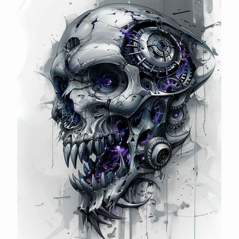 biomechanics tattoo design ideas glowing detailed textures perseverance and power