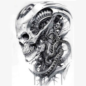 biomechanics tattoo design ideas geometric detailed textures shows strength