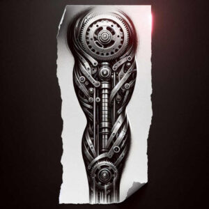 biomechanics tattoo design ideas Realism inner glow dynamic curves embodying perseverance