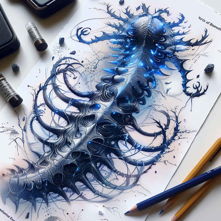 biomechanics tattoo design ideas refined color palette dynamic curves for nape