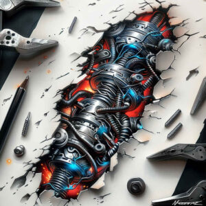biomechanics tattoo design ideas Surrealism timeless dynamic curves meaning resilience