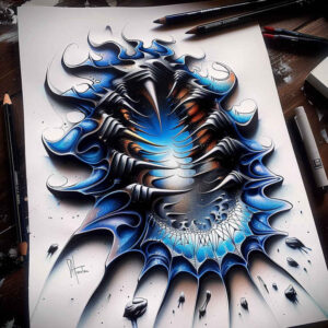biomechanics tattoo design ideas phantasmagoric dynamic curves represents strength