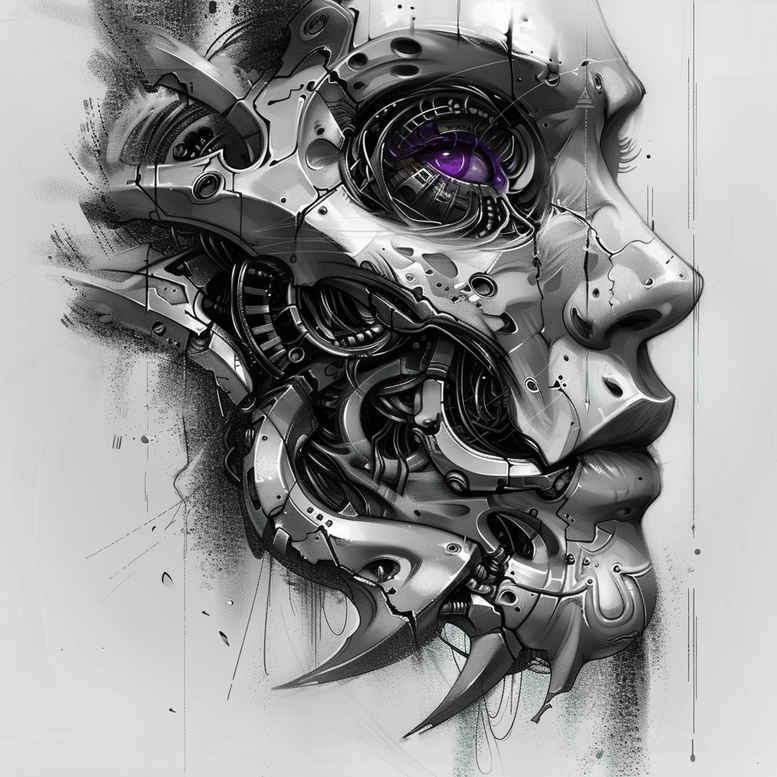 biomechanics tattoo design ideas bokeh dynamic curves symbolising courage