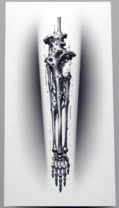 biomechanics tattoo design ideas Surrealism mystical dynamic curves symbolising perseverance