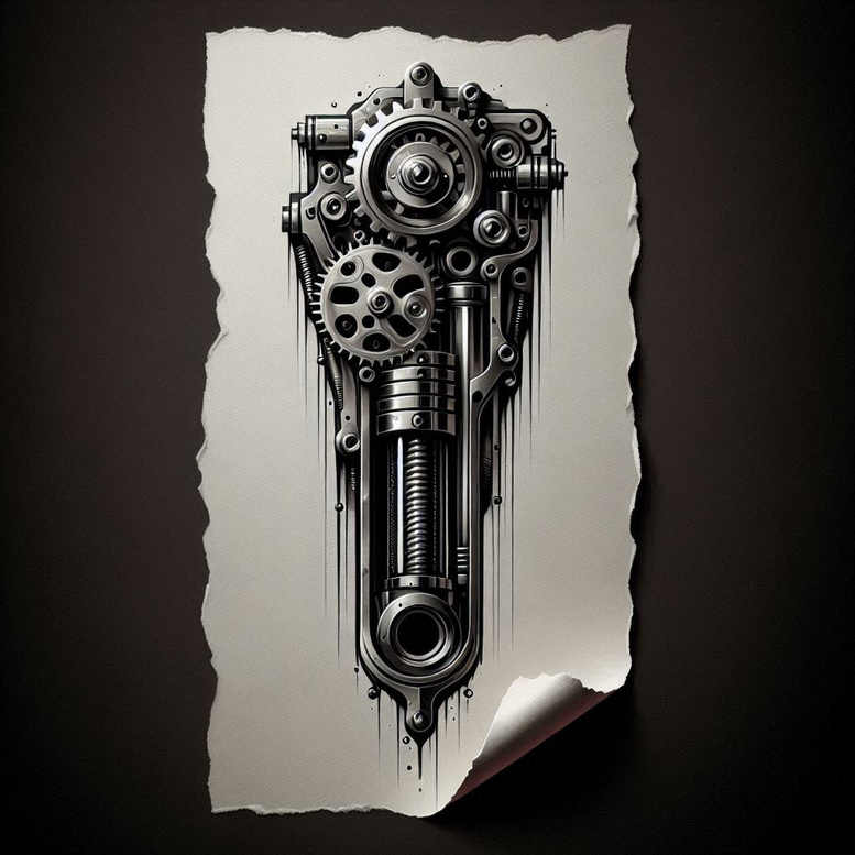 biomechanics tattoo design ideas contrasting colors dynamic lines meaning perseverance