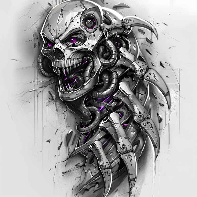 biomechanics tattoo design ideas Realism micro detail dynamic lines shows courage