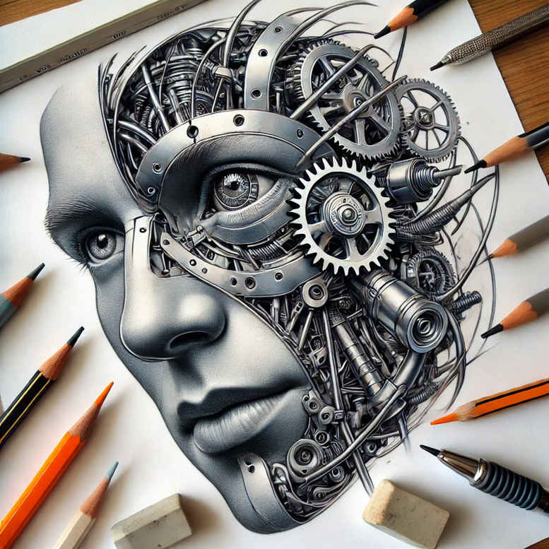 biomechanics tattoo design ideas Realism transparent layer dynamic lines shows strength