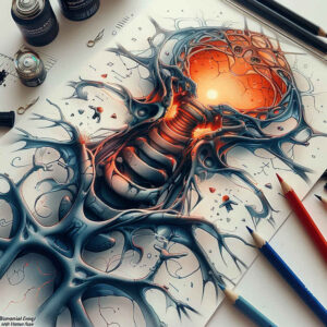 biomechanics tattoo design ideas Realism clean background dynamic lines stands for courage