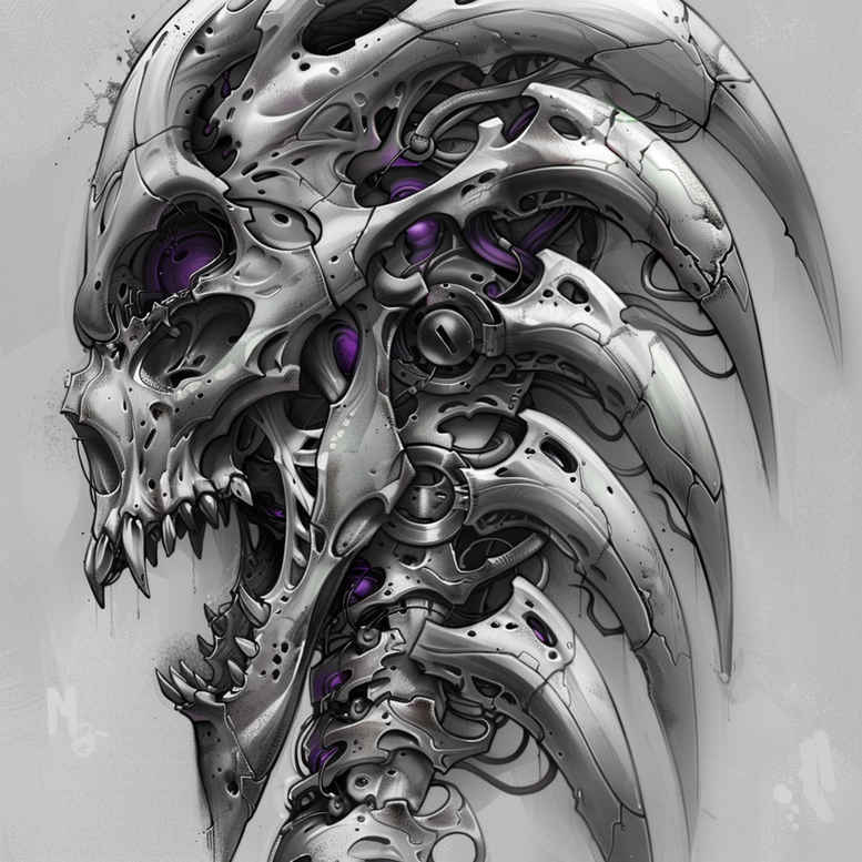 biomechanics tattoo design ideas Realism high definition dynamic shadows embodying resilience