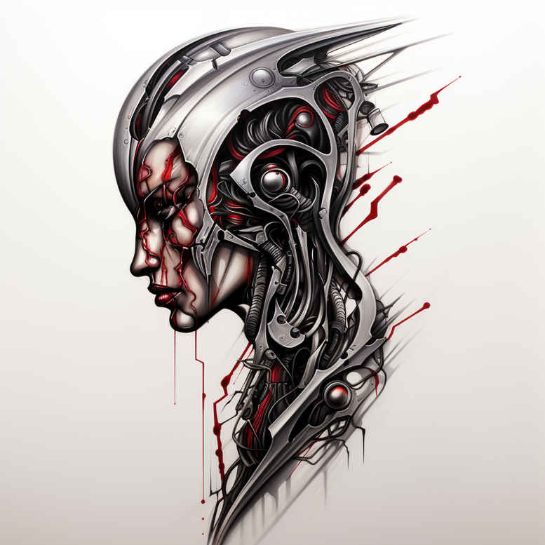 biomechanics tattoo design ideas sharp-focus dynamic shadows for back